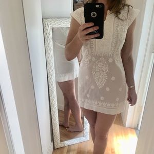 Embroidered mini dress.